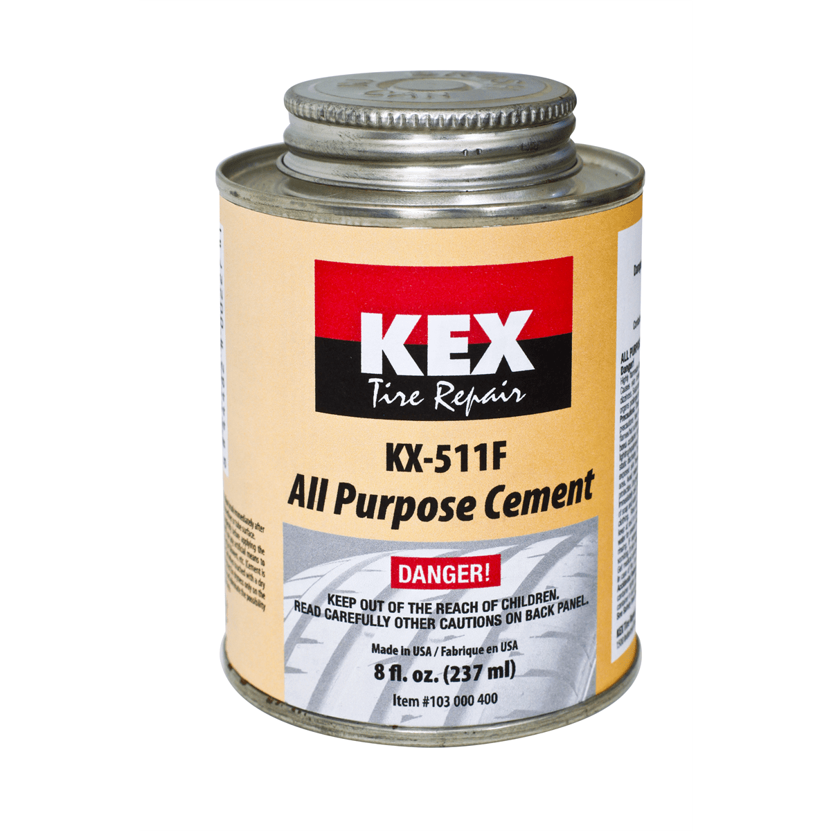 KEX Tire Repair Super Fast Drying Cement, Flammable 8 oz. Can
