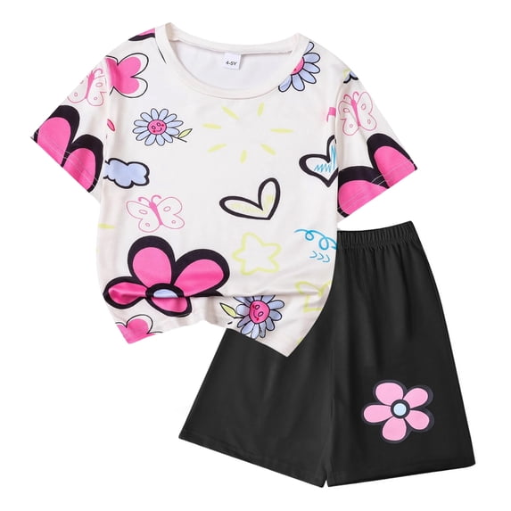 KEXE 4T Summer Outfits For Girls Baby Girl Spring Outfits Toddler Girl Outfits Baby Girl Summer Clothes Sleeveless Tops And Shorts Clothing Sets