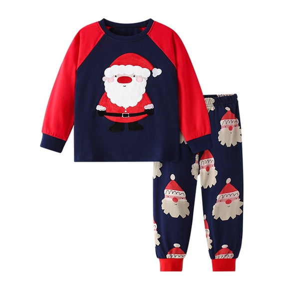 KEXE Baby Boy Clothes Toddler Santa Raglan Long Sleeve Top Print Pants 2Pcs Set Fall Christmas Loungewear(Red,5-6 Years)