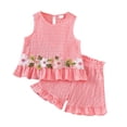 thumbnail image 1 of KEXE Baby Girl Clothes 9-12 Months Baby Girls' Clothing Sets Toddler Girl Outfits Baby Girl Summer Clothes Sleeveless Tops And Shorts Clothing Sets, 1 of 9