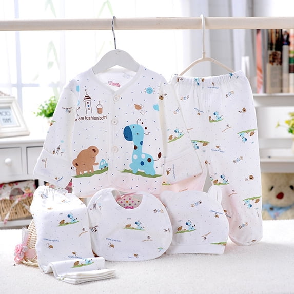 KEXE Baby Girl Clothes Newborn Baby Multi Piece Clothes Set Short Sleeve Top + Shorts Soft Cotton Infant Outfit for Summer(0-3 Months,C)