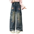 thumbnail image 1 of KEXE Baggy Jeans Kids Size 7 Girls Clothes Girls Jeans Denim Elastic Wasit Wide Leg Baggy Pants Kids Clothes 11-12 Years Pink, 1 of 9