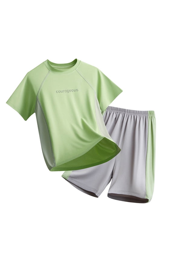 Boy Clothes Tween Boys Clothes Summer T-Shirt And Shorts Set 2 Pieces Teen Trendy Outfits(15-16 Years,Green)