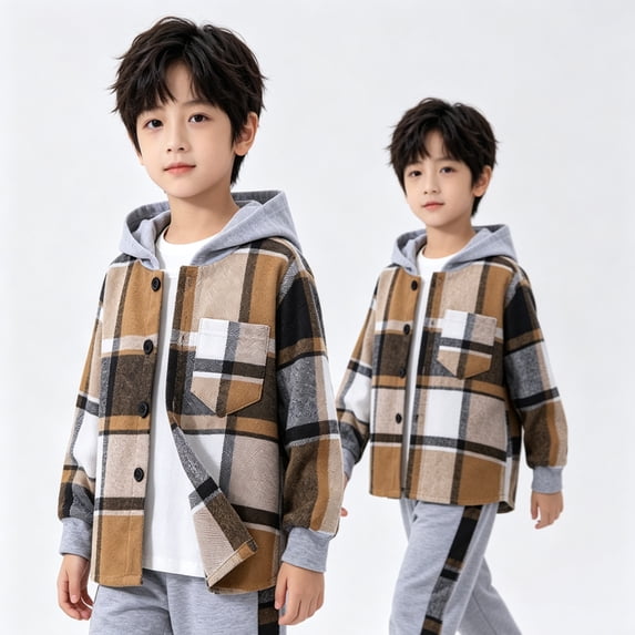 KEXE Boys 2 Piece Outfits Boys Fall Clothes Hood Top And Jogger Pants Set For Little Kids