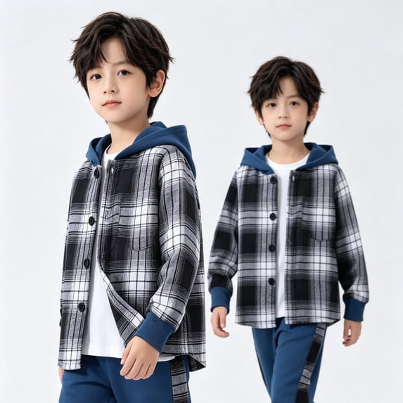 KEXE Boys 2 Piece Outfits Boys Fall Clothes Hood Top And Jogger Pants Set For Little Kids