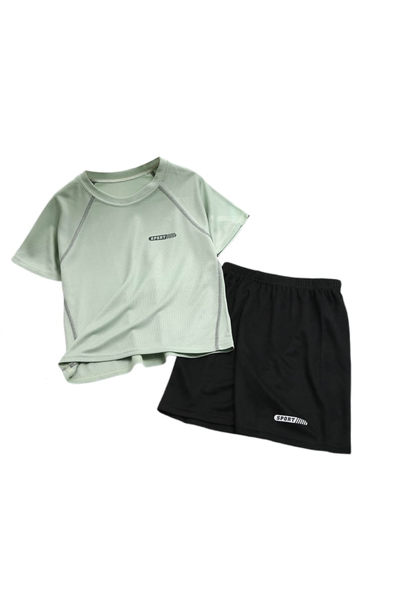 Boys Clothes Size 12 Tween Boys Clothes Summer Short Sleeve Top & Shorts Set 2-Piece Casual Outfit(11-12 Years,Green)