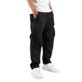thumbnail image 1 of KEXE Boys Dress Pants Youth Boys Multi Pocket Straight Cargo Pants Adjustable Waist For Hiking Camping Outings(5-6 Years,Black), 1 of 6