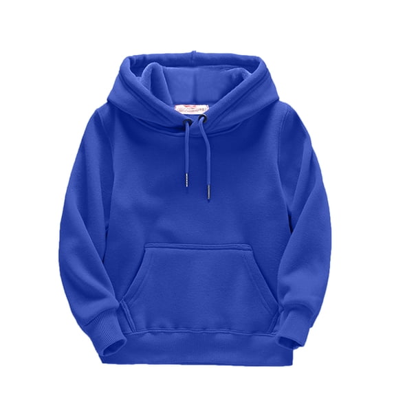 KEXE Boys Hoodies Kids Solid Pullover Hoodie Soft Fleece Drawstring Kangaroo Pocket Long Sleeve Top(3-4 Years,Blue)