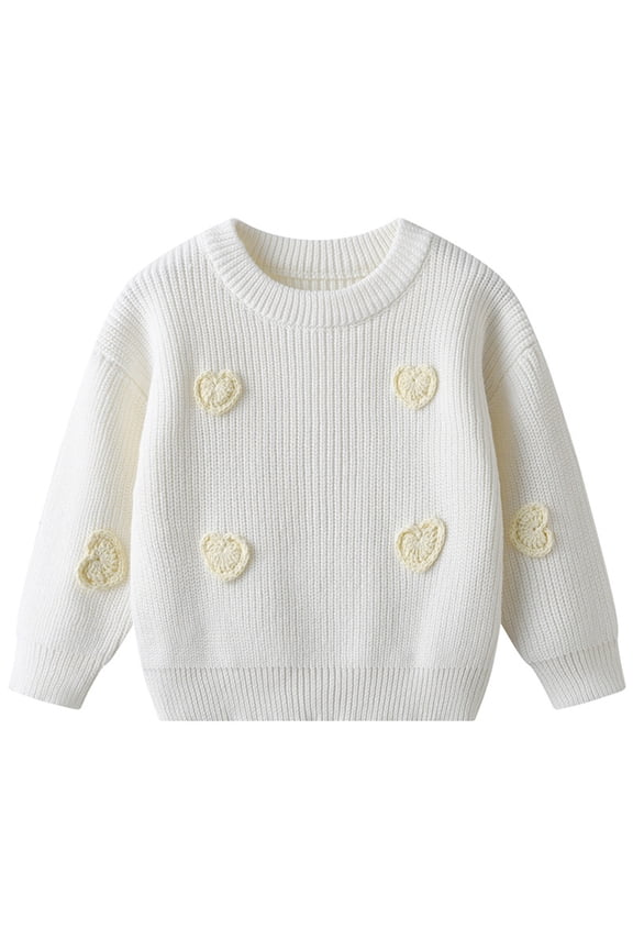 Boys Pullover Sweater Kids 3D Heart Patch Chunky Rib Knit Sweater Multi Solid Color For Daily Travel Weekend Family Walks(3-6 Months,Light Yellow)