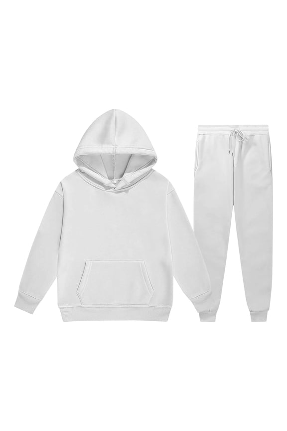 Boys' Tracksuits Girls White Sweatpants 2 Piece Outfit Boys Pullover Hoodies Sweatshirt Suit For Kids Tracksuit Set 4-5 Years