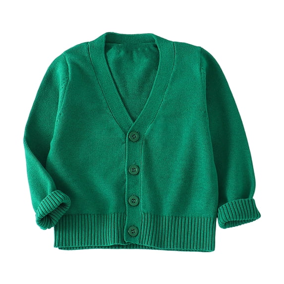 KEXE Cardigan For Girls Girls White Cardigan Girls' Cardigans Sweater Cotton Button Solid Long Sleeve Knit Sweaters Green 3-4 Years