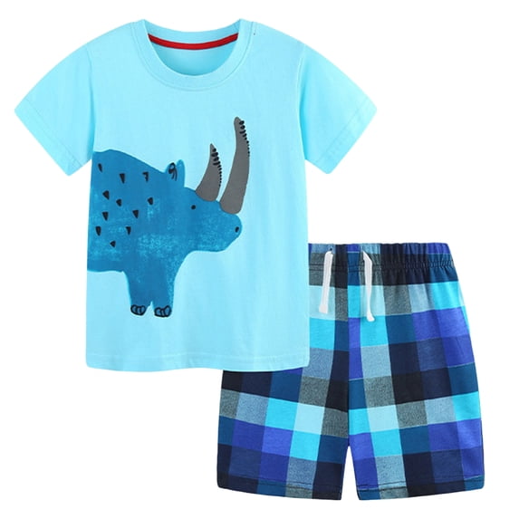 KEXE Clothes For Boys 4T Boys Outfits Toddler Baby Boy Clothes Summer Short Sleeve Print T-Shirt Tops Color Shorts Set Casual Outfit