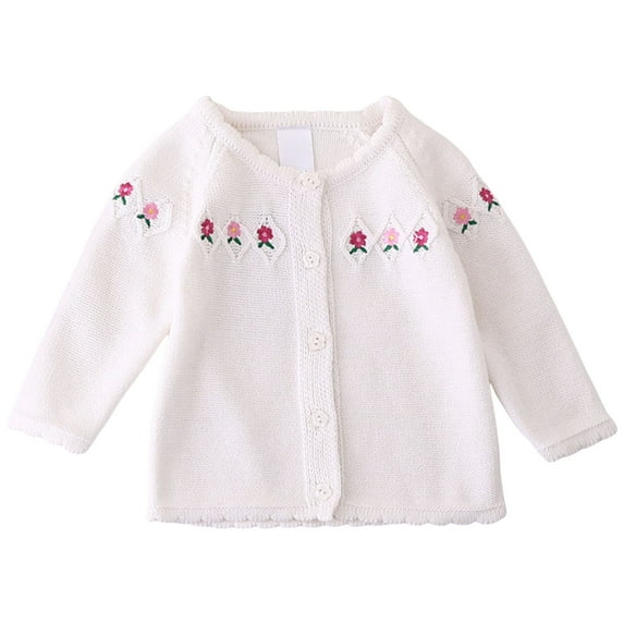 KEXE Girl Cardigan Cardigans For Girls Girls Cardigan Sweaters School Uniform Sweater V Neck Button Front Outerwear White 9-12 Months