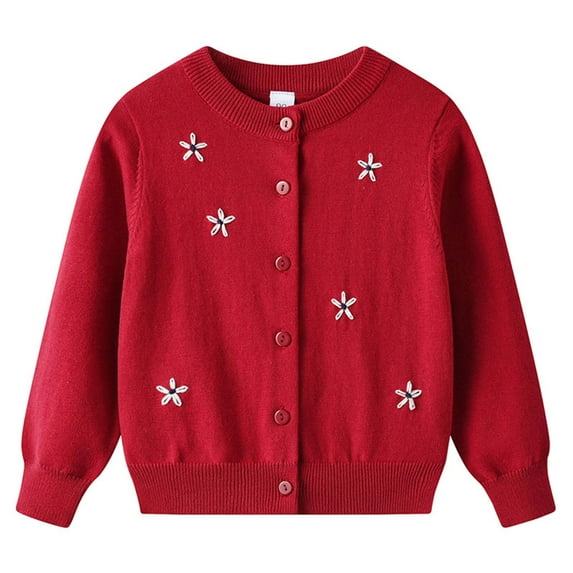 KEXE Girl Sweaters Girls White Cardigan Girls' Cardigans Sweater School Uniforms Cotton Long Sleeve Lightweight Outerwear Red 13-14 Years