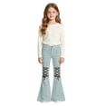thumbnail image 1 of KEXE Girls Pants Teen Girls Crisscross Knee Flare Bell Bottom Jeans Stretch Spring Teen Street Denim Trousers（Light Blue，6-7 Years）, 1 of 4