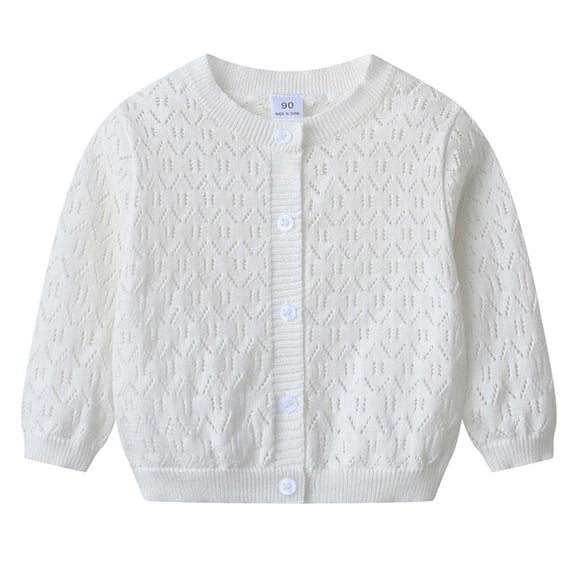 KEXE Girls' Sweaters Cardigans For Girls Girls' Cardigans Sweater School Uniforms Cotton Long Sleeve Lightweight Outerwear White 0-3 Months