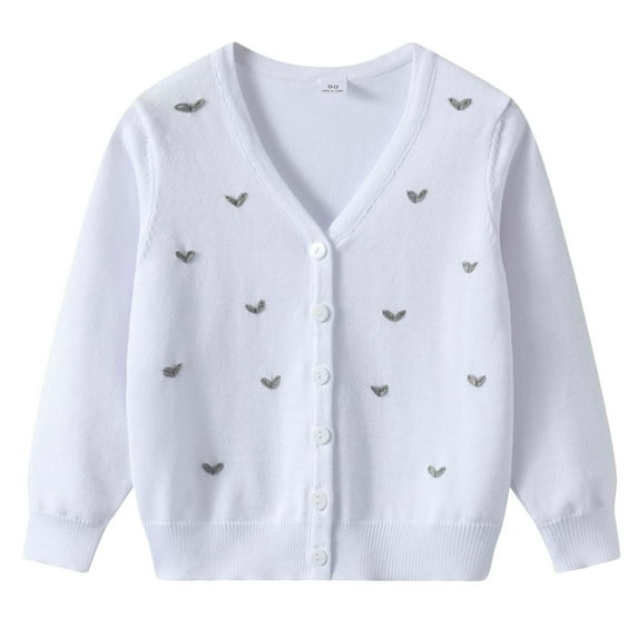 KEXE Girls Sweaters Girls Sweaters Size 7-8 Girls' Cardigan With Button Loose Long Sleeve Shrug Sweaters Cropped Uniforms Kids Knit Sweater Outerwear White 4-5 Years