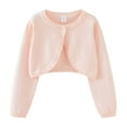 thumbnail image 1 of KEXE Girls' Sweaters Little Girls Short Cardigan Shrug Single Button Ruffle Neck All Season Wear(13-14 Years,Pink), 1 of 7