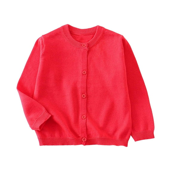 KEXE Girls' Sweaters Red Cardigan For Girls Girls Cardigan Sweaters School Uniform Sweater V Neck Button Front Outerwear Watermelon Red 1-2 Years