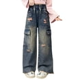 thumbnail image 1 of KEXE Jeans For Girls Girls Clothes Size 7 Girls Jeans Denim Elastic Wasit Wide Leg Baggy Pants Kids Clothes 14-15 Years Pink, 1 of 9