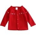 thumbnail image 1 of KEXE Kids Cardigan Girls Girls Sweaters Size 7-8 Girls' Cardigan With Button Loose Long Sleeve Shrug Sweaters Cropped Uniforms Kids Knit Sweater Outerwear Red 9-12 Months, 1 of 6