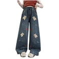thumbnail image 1 of KEXE Kids Jeans Girls Girls Pants Size 8 Tween Girls Wide Leg Jeans Pockets, Elastic Waistband Cute Baggy Denim Pants For Girls Clothing, 1 of 7
