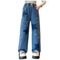 thumbnail image 1 of KEXE Kids Jeans Girls Jeans Size 7 Jeans For Girls Baggy Wide Leg Cute High Elastic Waisted Denim Pants Y2K Boyfriend Skater Streetwear, 1 of 7