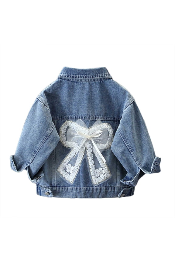 Kids Rain Coat Toddler Girl Oversized Bow Denim Outerwear Roll Up Cuff Multi Color Bow Family Outfit(6-7 Years,White)