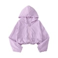 thumbnail image 1 of KEXE Kids Raincoat Youth Girls Relax Crop Hooded Zip Up Wind Coat Elastic Cuff Kindergarten Daily Play Jacket(6-7 Years,Purple), 1 of 7