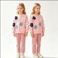thumbnail image 1 of KEXE Little Girls Floral Sweatshirt Set Long‑Sleeve Top And Elastic Waist Ribbed Trousers, 1 of 9