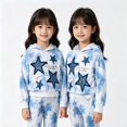 thumbnail image 1 of KEXE Little Girls Tie‑Dye Hoodie Set Star Long‑Sleeve Cropped Hooded Sweatshirt Flare Pants, 1 of 9