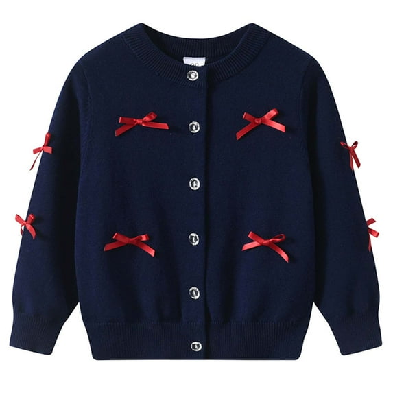 KEXE Navy Blue Cardigan For Girls Girls Cardigans 7-8 Girls' Cardigan With Button Loose Long Sleeve Shrug Sweaters Cropped Uniforms Kids Knit Sweater Outerwear Navy 13-14 Years