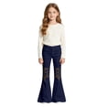 thumbnail image 1 of KEXE Pants Girls Teen Girls Crisscross Knee Flare Bell Bottom Jeans Stretch Spring Teen Street Denim Trousers（Navy，6-7 Years）, 1 of 4