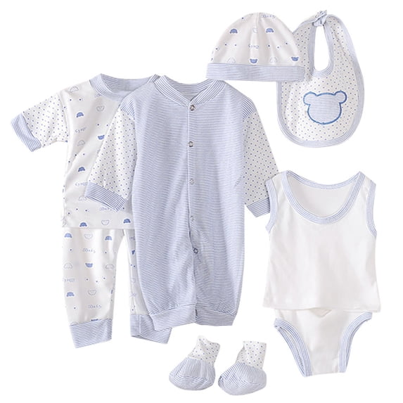 KEXE Ropa De Bebe NiñA Newborn Baby Multi Piece Outfit Set Top + Pants + Bib Soft Cotton Infant Clothes for Daily Wear(0-3 Months,Light blue)