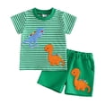 thumbnail image 1 of KEXE Ropa De NiñO Baby Boys Dinosaur Print Striped Tee Shorts Set Cute Casual Summer Outfit(18-24 Months,Green), 1 of 4