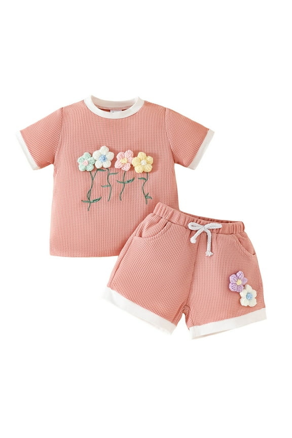 Ropa De NiñA Baby Girl Newborn Clothes Toddler Baby Girl Outfits Summer Clothes Infant Spring Short Sleeve Shirt Tops Cute Shorts Set