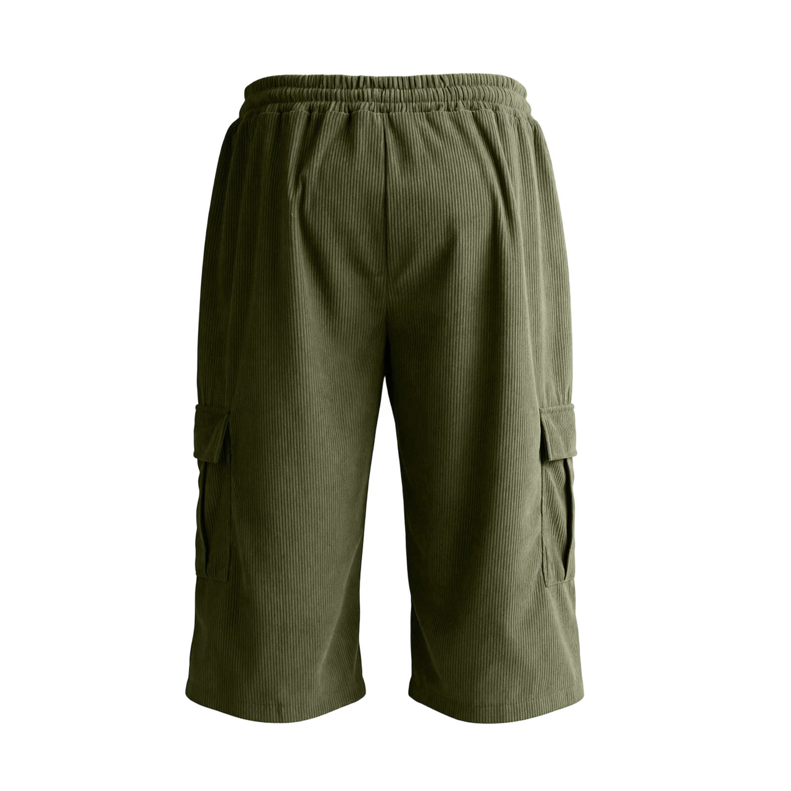 KEXE Cargo Shorts For Men Men's Corduroy Cargo Capri Pants Elastic