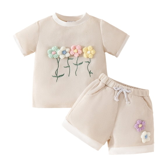 KEXE Summer Clothes For Girls 24 Month Girl Clothes Toddler Baby Girl Summer Clothes Short Sleeves T-Shirt Tee Tops + Shorts Cute Outfits Set