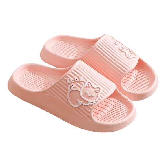KEXE Summer Slippers For Women Women's Cat Design Open Toe Slippers Non Slip Thick Cushioned Sole Summer Daily Slides(size:40,Pink)