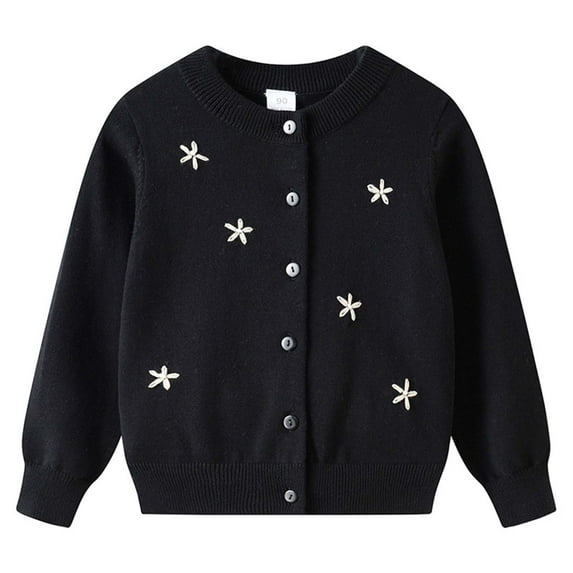 KEXE Sweater For Girls Girls Sweaters 10-12 Girls Cardigan Sweaters School Uniform Sweater V Neck Button Front Outerwear Black 9-10 Years