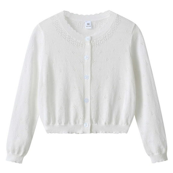 KEXE Sweaters For Girls Red Cardigan For Girls Girls Cardigan Sweaters School Uniform Sweater V Neck Button Front Outerwear White 8-9 Years