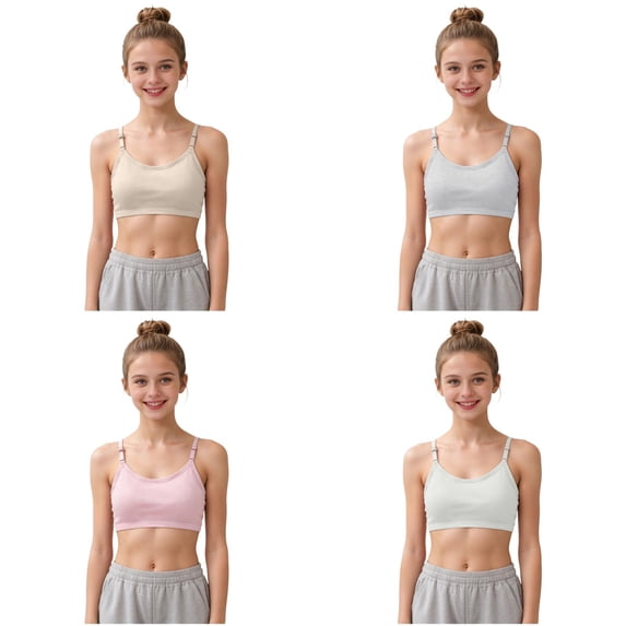 KEXE Teen Sports Bra Training Bra For Girls 10-12 Girl Sport Cami Bras Cotton For Teens Girls Training Bras With Adjustable Straps Fixed Pads