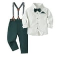 thumbnail image 1 of KEXE Toddler Boy Clothes Christmas Outfit For Toddler Boy Baby Boy Clothes Suits Toddler Dress Shirt With Bowtie Suspender Pants Outfit Sets Gentleman Wedding 12-18 Months, 1 of 9