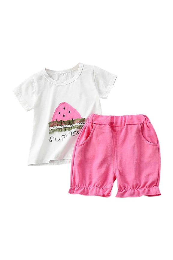 Toddler Girl Sets Summer Clothes For Girls Toddler Girls Clothes Summer Outfits Baby Kids Short Sleeve T-Shirt Tops Shorts Sets