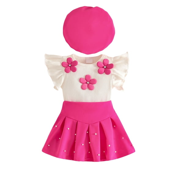 KEXE Toddler Outfit Baby Girl Summer Clothes Toddler Baby Girl Outfits Summer Clothes Infant Spring Short Sleeve Shirt Tops Cute Shorts Set