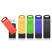 KEXIN 5 Pack 64GB USB Flash Drive USB 2.0, Colorful Pen Drive for Photo Video File Music – Green, Red, Black, Blue, Yellow