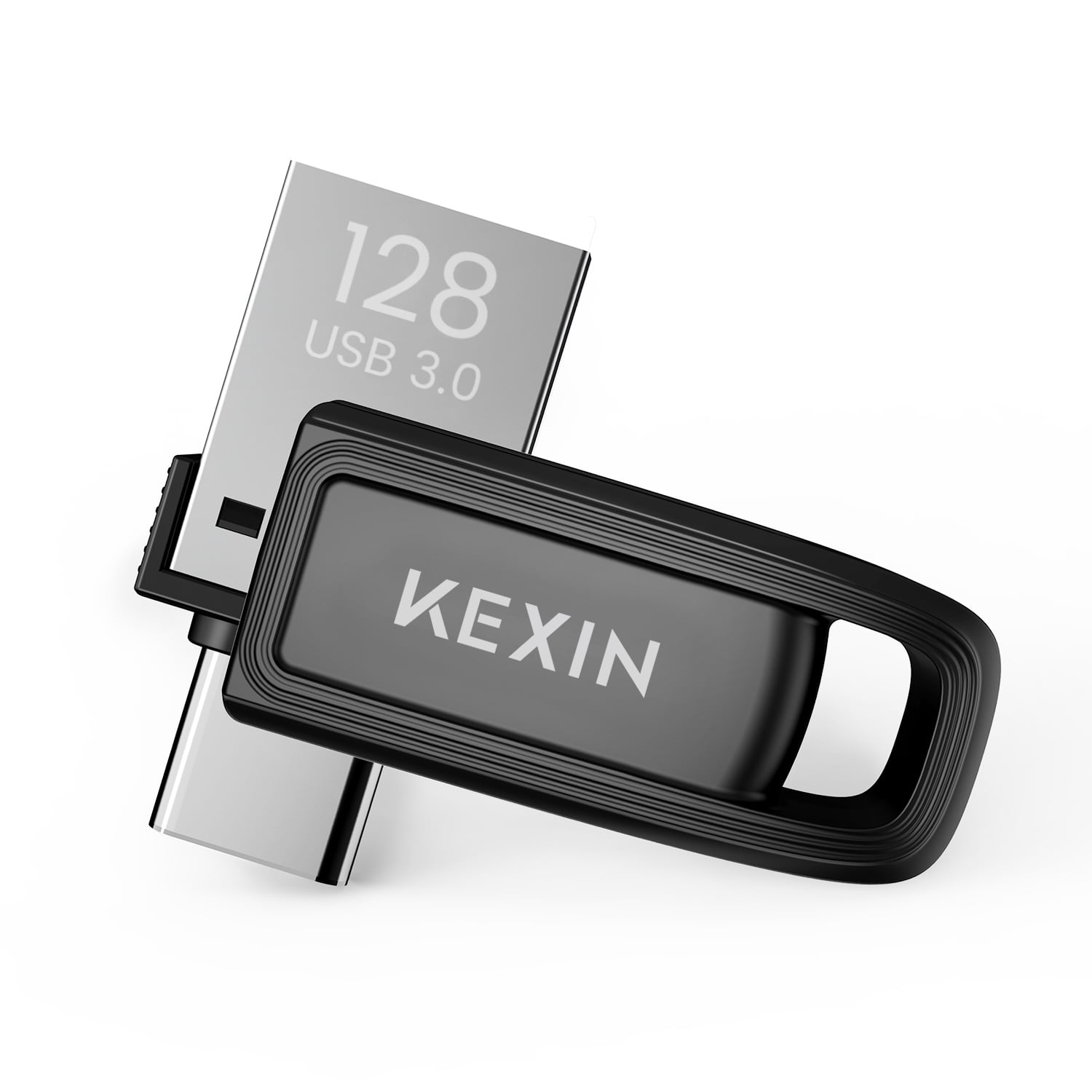 KEXIN 128GB USB C Flash Drive 100MB/s,Swivel Dual Thumb Drive for Smartphone Tablet Phone 15/16 Car Game Console,Black