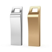 KEXIN 2 Pack 32GB USB Flash Drive, Memory Stick Waterproof with Keychain Hole, Mini Slim USB Drive for PC / Laptop / Car / Audio Projector, Golden + Silver