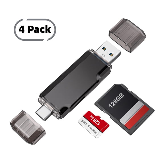 KEXIN 2-in-1 SD Card Reader,USB C & USB A 3.0 Memory Card Adapter for SD/Micro SD 3.0,SD Card Reader for iPhone 15/16,Windows,MacBook Pro,Laptop,PC 4 Pack