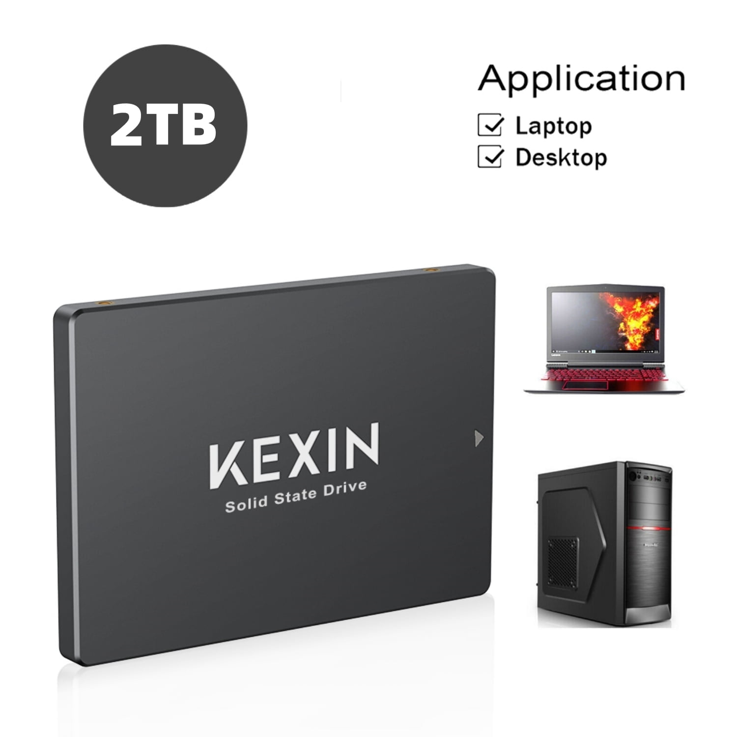 KEXIN, 512GB Internal SSD SATA III 2.5” SSD, 3D NAND, Up to 550MB